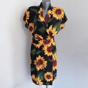Mondi Sunflower Wrap Dress - Vintage 1990s, Medium, Made in Germany